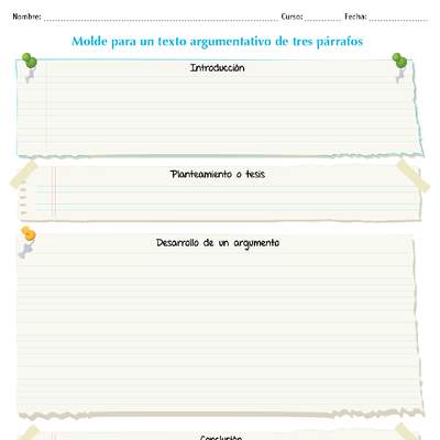 Molde para un texto argumentativo de tres párrafos