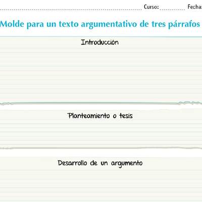 Molde para un texto argumentativo de tres párrafos