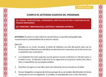 Actividad sugerida: LC01 - Colla - U1 - N°1: Escuchan un relato sobre las características y costumbres del pueblo colla, reconociendo las particularidades de su entorno natural.