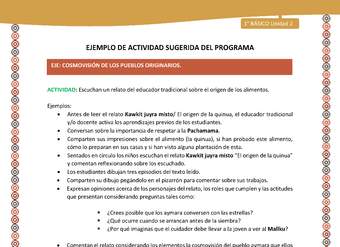 Actividad sugerida LC01 - Aymara - U02 - N°15:  Escuchan un relato del educador tradicional sobre el origen de los alimentos