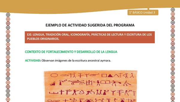 Actividad sugerida LC01 - Aymara - U04 - N°07: Observan imágenes de la escritura ancestral aymara