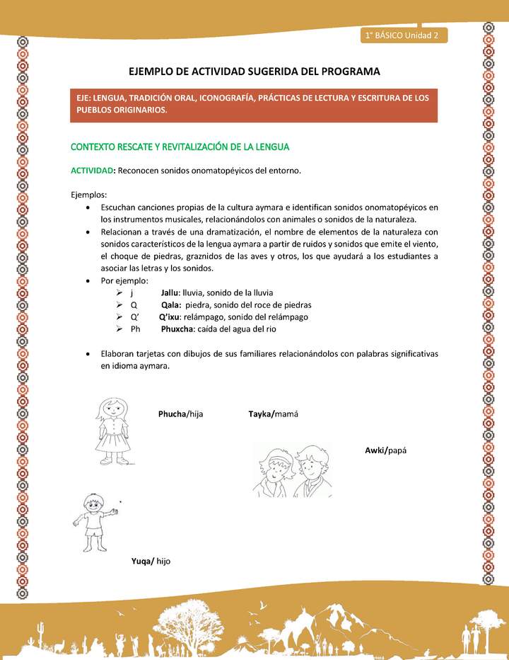 Actividad sugerida LC01 - Aymara - U02 - N°20: Reconocen sonidos onomatopéyicos del entorno