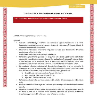 Actividad sugerida: LC02 - Colla - U1 - N°5: La importancia del territorio colla.