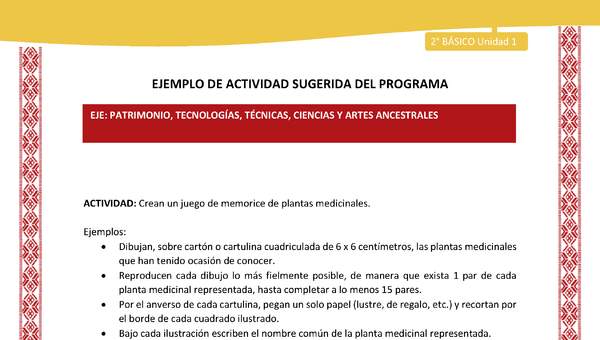 Actividad sugerida: LC02 - Colla - U1 - N°11: Crean un juego de memorice de plantas medicinales.