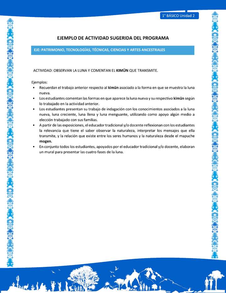 Actividad sugerida: LC01 - Mapuche - U2 - N°11: OBSERVAN LA LUNA Y COMENTAN EL KIMÜN QUE TRANSMITE.