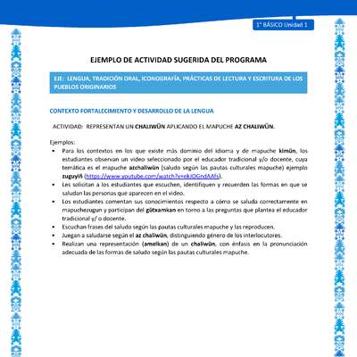 Actividad sugerida: LC01 - Mapuche - U1 - N°6: REPRESENTAN UN CHALIWÜN APLICANDO EL MAPUCHE AZ CHALIWÜN.