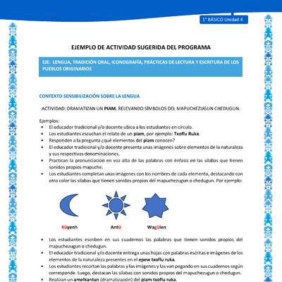 Actividad sugerida: LC01 - Mapuche - U4 - N°1: DRAMATIZAN UN PIAM, RELEVANDO SÍMBOLOS DEL MAPUCHEZUGUN CHEDUGUN.