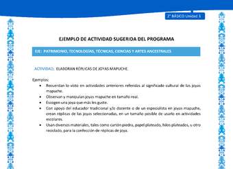 Actividad sugerida: LC02 - Mapuche - U3 - N°7: ELABORAN RÉPLICAS DE JOYAS MAPUCHE.