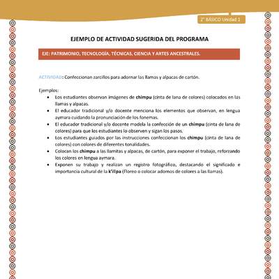 Actividad sugerida Nº 17 - LC02 - AYM-U1-17-2B-EP-Confeccionan zarcillos para adornar las llamas y alpacas de cartón