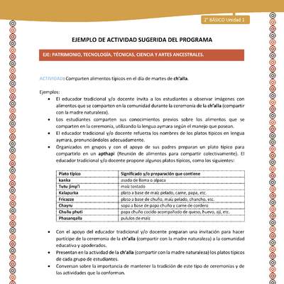 Actividad sugerida Nº 16 - LC02 - AYM-U1-16-2B-EP-Comparten alimentos típicos en el día de martes de ch’alla.