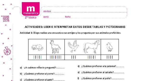 Leer e interpretar datos desde tablas y pictogramas