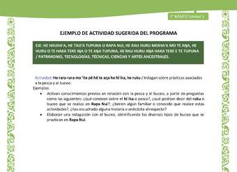 Actividad sugerida LC01 - Rapa Nui - U3 - N°62: Indagan sobre prácticas asociadas a la pesca y al buceo.