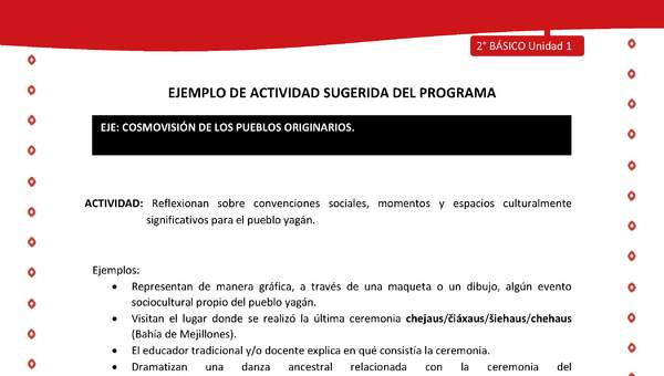 Actividad sugerida Nº 4- LC02 - YAG-U1-ECO - Reflexionan sobre convenciones sociales, momentos y espacios culturalmente significativos para el pueblo yagán