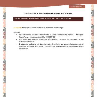 Actividad sugerida LC01 - Quechua - U1 - N°15: Reflexionan sobre la elaboración tradicional del charango.