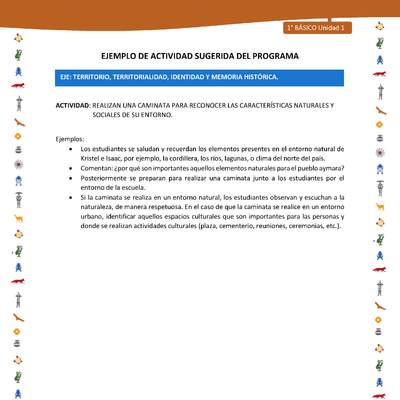 Actividad sugerida Nº 7- LC01 - INTERCULTURALIDAD-U1-ET - REALIZAN UNA CAMINATA PARA RECONOCER LAS CARACTERÍSTICAS NATURALES Y SOCIALES DE SU ENTORNO.