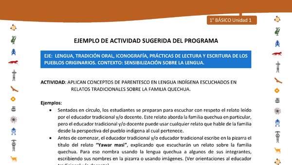 Actividad sugerida Nº 1- LC01 - INTERCULTURALIDAD-U1-LS - APLICAN CONCEPTOS DE PARENTESCO EN LENGUA INDÍGENA ESCUCHADOS EN RELATOS TRADICIONALES SOBRE LA FAMILIA QUECHUA.