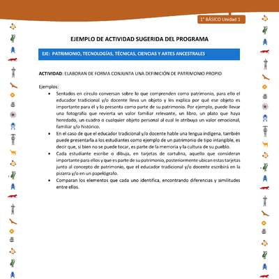 Actividad sugerida Nº 10- LC01 - INTERCULTURALIDAD-U1-EP - ELABORAN DE FORMA CONJUNTA UNA DEFINICIÓN DE PATRIMONIO PROPIO