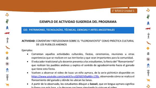 Actividad sugerida Nº 11- LC01 - INTERCULTURALIDAD-U1-EP - COMENTAN Y REFLEXIONAN SOBRE EL “FLOREAMIENTO” COMO PRÁCTICA CULTURAL DE LOS PUEBLOS ANDINOS