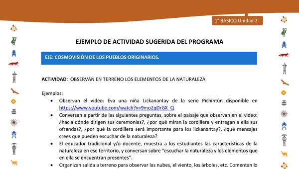 Actividad sugerida Nº 6- LC01 - INTERCULTURALIDAD-U2-ECO - OBSERVAN EN TERRENO LOS ELEMENTOS DE LA NATURALEZA