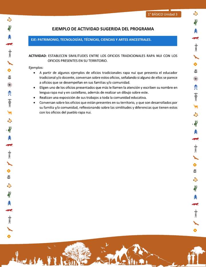 Actividad sugerida Nº 9- LC01 - INTERCULTURALIDAD-U3-EP - ESTABLECEN SIMILITUDES ENTRE LOS OFICIOS TRADICIONALES RAPA NUI CON LOS OFICIOS PRESENTES EN SU TERRITORIO.