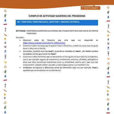 Actividad sugerida Nº 4- LC01 - INTERCULTURALIDAD-U3-ET - COMPARAN ELEMENTOS CULTURALES DEL PUEBLO RAPA NUI CON LOS DE SU PROPIO TERRITORIO