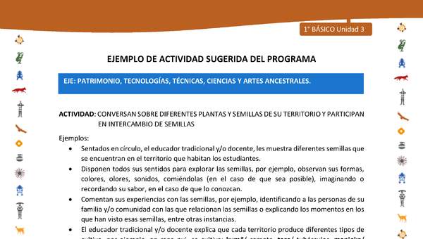 Actividad sugerida Nº 10- LC01 - INTERCULTURALIDAD-U3-EP - CONVERSAN SOBRE DIFERENTES PLANTAS Y SEMILLAS DE SU TERRITORIO Y PARTICIPAN EN INTERCAMBIO DE SEMILLAS