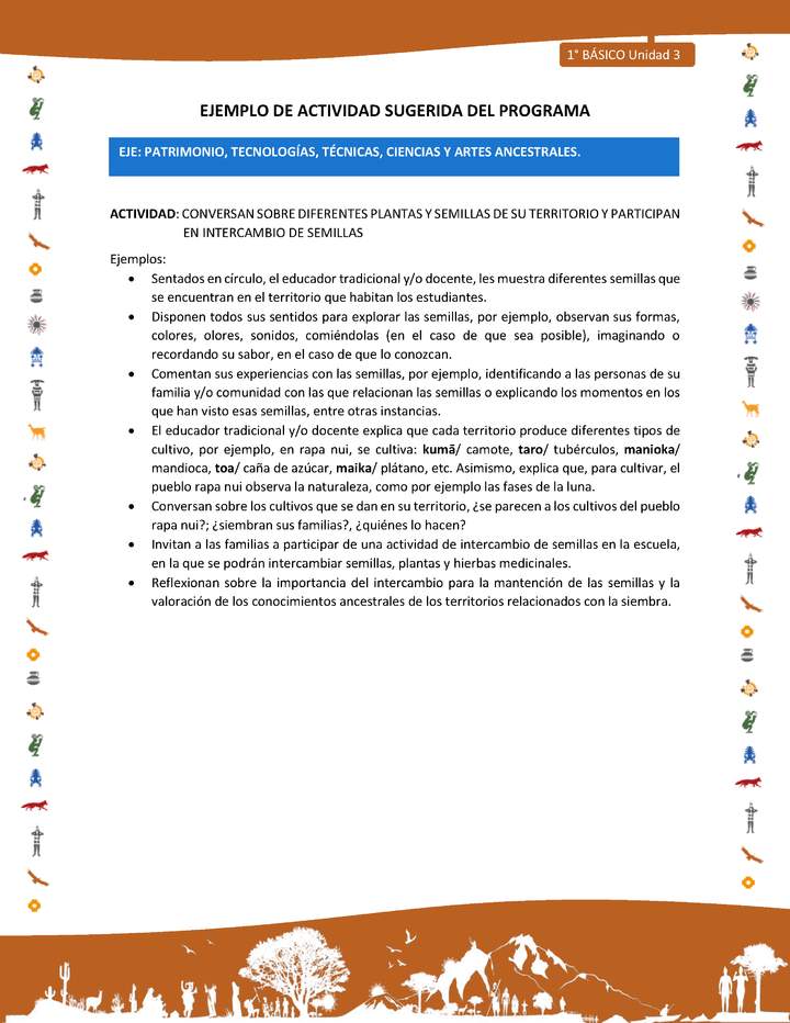 Actividad sugerida Nº 10- LC01 - INTERCULTURALIDAD-U3-EP - CONVERSAN SOBRE DIFERENTES PLANTAS Y SEMILLAS DE SU TERRITORIO Y PARTICIPAN EN INTERCAMBIO DE SEMILLAS