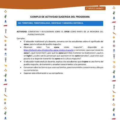 Actividad sugerida Nº 4- LC01 - INTERCULTURALIDAD-U4-ET - COMENTAN Y REFLEXIONAN SOBRE EL EPEW COMO PARTE DE LA MEMORIA DEL PUEBLO MAPUCHE