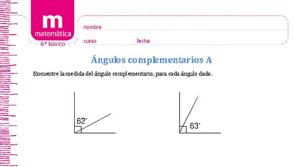 Ángulos complementarios A