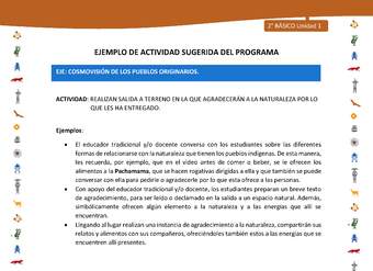 Actividad sugerida Nº 9- LC02 - INTERCULTURALIDAD-U1-ECO - REALIZAN SALIDA A TERRENO EN LA QUE AGRADECERÁN A LA NATURALEZA POR LO QUE LES HA ENTREGADO