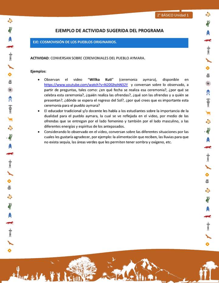 Actividad sugerida Nº 8- LC02 - INTERCULTURALIDAD-U1-ECO - CONVERSAN SOBRE CEREMONIALES DEL PUEBLO AYMARA.