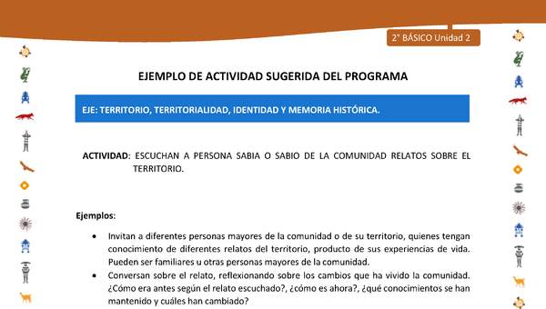 Actividad sugerida Nº 5- LC02 - INTERCULTURALIDAD-U2-ET - ESCUCHAN A PERSONA SABIA O SABIO DE LA COMUNIDAD RELATOS SOBRE EL TERRITORIO.