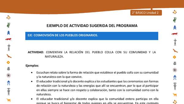 Actividad sugerida Nº 7- LC02 - INTERCULTURALIDAD-U2-ECO - COMENTAN LA RELACIÓN DEL PUEBLO COLLA CON SU COMUNIDAD Y LA NATURALEZA.