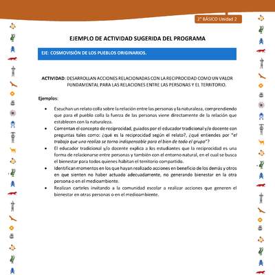 Actividad sugerida Nº 9- LC02 - INTERCULTURALIDAD-U2-ECO - DESARROLLAN ACCIONES RELACIONADAS CON LA RECIPROCIDAD COMO UN VALOR FUNDAMENTAL PARA LAS RELACIONES ENTRE LAS PERSONAS Y EL TERRITORIO.