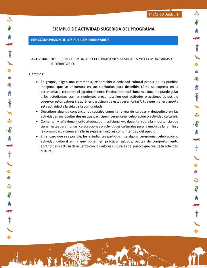 Actividad sugerida Nº 8- LC02 - INTERCULTURALIDAD-U2-ECO - DESCRIBEN CEREMONIAS O CELEBRACIONES FAMILIARES Y/O COMUNITARIAS DE SU TERRITORIO.