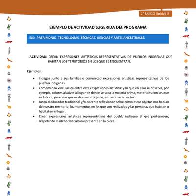 Actividad sugerida Nº 9- LC02 - INTERCULTURALIDAD-U3-EP - CREAN EXPRESIONES ARTÍSTICAS REPRESENTATIVAS DE PUEBLOS INDÍGENAS QUE HABITAN LOS TERRITORIOS EN LOS QUE SE ENCUENTRAN.