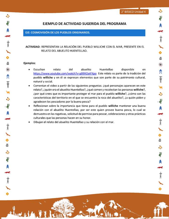 Actividad sugerida Nº 4- LC02 - INTERCULTURALIDAD-U4-ECO - REPRESENTAN LA RELACIÓN DEL PUEBLO WILLICHE CON EL MAR, PRESENTE EN EL RELATO DEL ABUELITO HUENTELLAO.