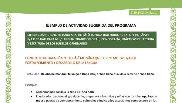 Actividad sugerida LC02 - Rapa Nui - U1 - N°11: Salida a Terreno a 'Ana Kena.