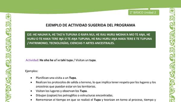 Actividad sugerida LC02 - Rapa Nui - U2 - N°34: Visitan un tupa.