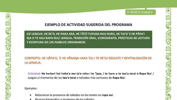 Actividad sugerida LC02 - Rapa Nui - U2 - N°10: Juegan al memorice de los tao'a tarai o tallados más comunes de Rapa Nui.