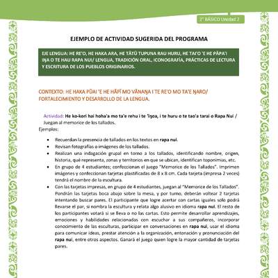 Actividad sugerida LC02 - Rapa Nui - U2 - N°16: Juegan al memorice de los tallados.