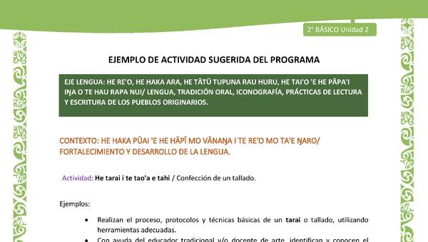 Actividad sugerida LC02 - Rapa Nui - U2 - N°18: Confección de un tallado.