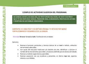 Actividad sugerida LC02 - Rapa Nui - U2 - N°18: Confección de un tallado.