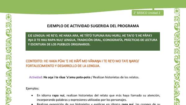 Actividad sugerida LC02 - Rapa Nui - U2 - N°14: Realizan historietas de los relatos.