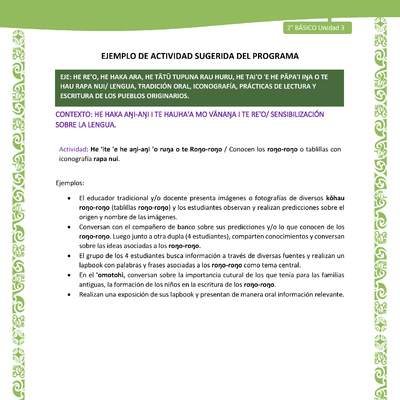 Actividad sugerida LC02 - Rapa Nui - U3 - N°02: Conocen los roŋo-roŋo o tablillas con iconografía rapa nui.