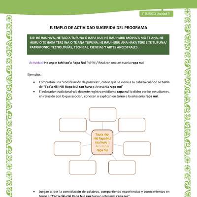 Actividad sugerida LC02 - Rapa Nui - U3 - N°16: Realizan una artesanía rapa nui.