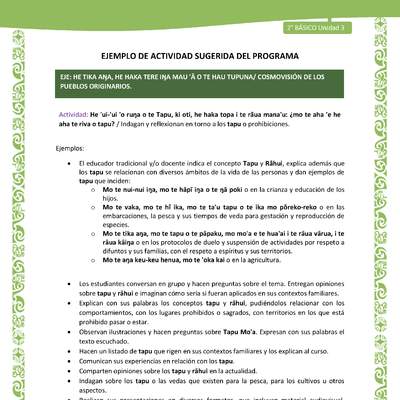 Actividad sugerida LC02 - Rapa Nui - U3 - N°12: Indagan y reflexionan en torno a los tapu o prohibiciones.