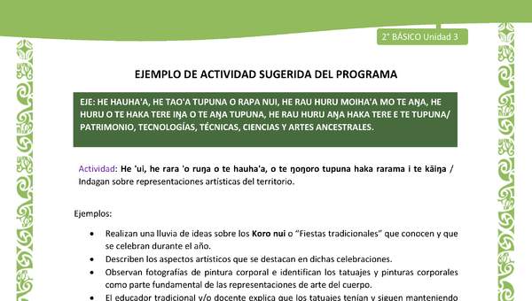 Actividad sugerida LC02 - Rapa Nui - U3 - N°14: Indagan sobre representaciones artísticas del territorio.