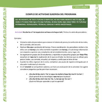 Actividad sugerida LC02 - Rapa Nui - U4 - N°19: Visita a la caleta de pescadores.