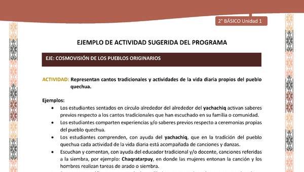 Actividad sugerida LC02 - Quechua - U1 - N°11: Representan cantos tradicionales y actividades de la vida diaria propios del pueblo quechua.